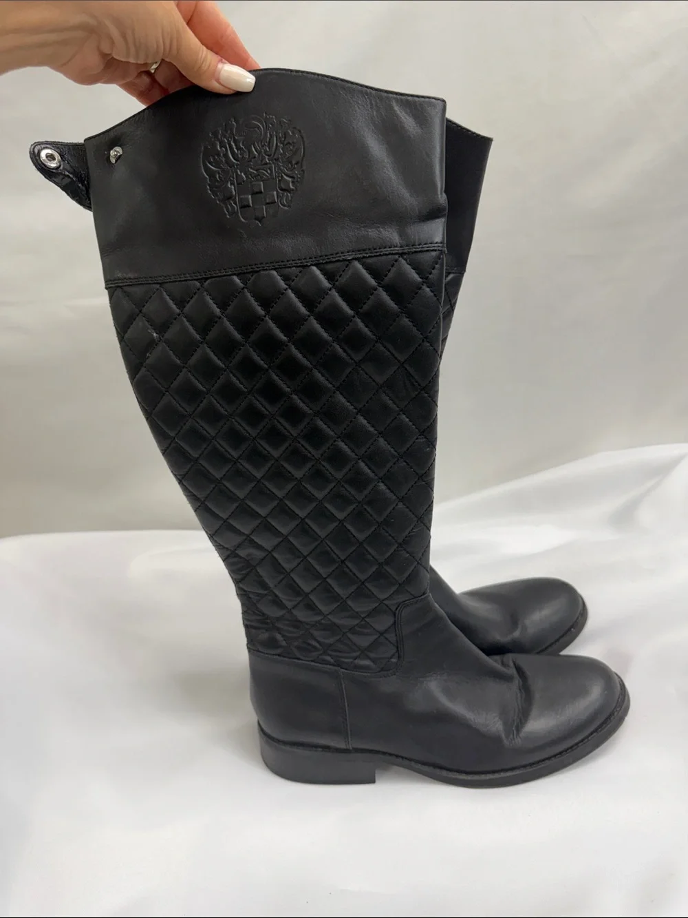 Vince Camuto Black Quilted Over-the-Knee Riding Boots